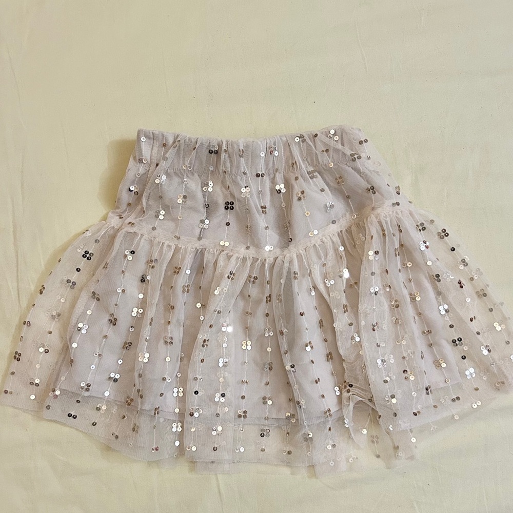 H&M girls sparkly tulle gold sequined skirt size 6-7